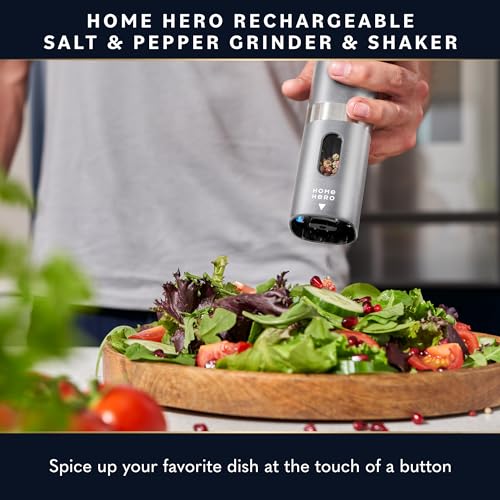 Electric Salt and Pepper Grinder Set (Silver & Black)