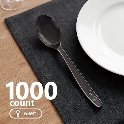 1000 Count Black Plastic Spoons Heavy Duty (Black)