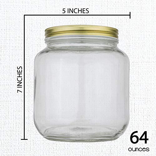 Half Gallon Mason Jar Wide Mouth (Gold Lid)