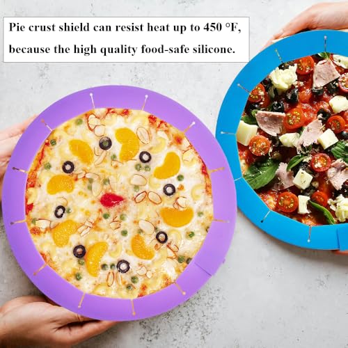 Adjustable Pie Crust Shields Baking Protectors (Purple-1pcs)