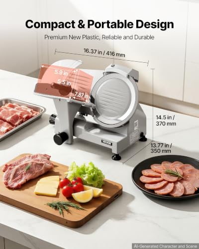 Commercial Meat Slicer 8.7" Electric Food Frozen Deli Slicers 300W (8.7 inch)