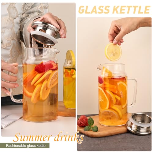Set of 2 Glass Pitcher with Lid (1500ml)