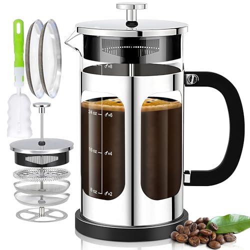 French Press Coffee Maker (Silvery / 34 oz)