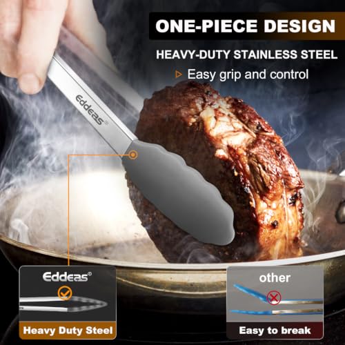 Tongs For Cooking (7+9+12 inch / Grey Silicone Tip 3Pcs)