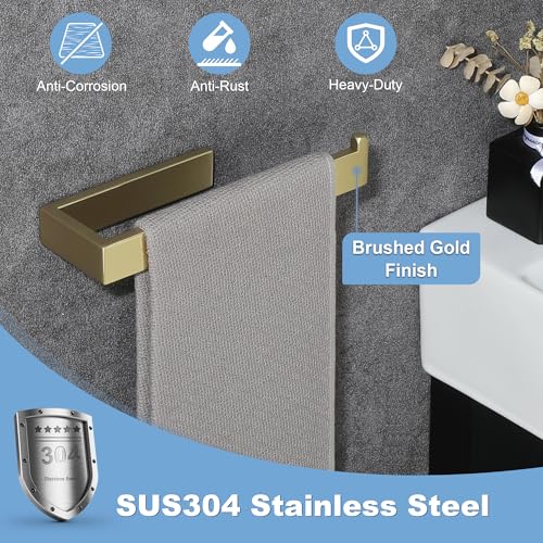 Bathroom Hand Towel Holder (Brushed Gold)