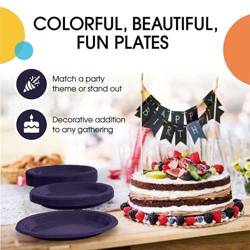 Party Solids Sturdy Navy Plastic Plates 7" Cake Plates 100 Pcs (7 inch / Navy)