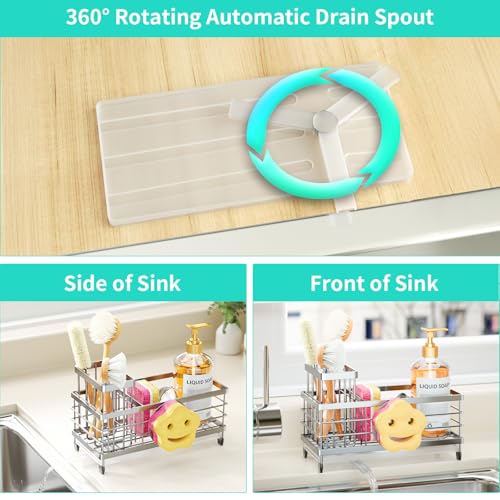 Sponge Holder for Kitchen Sink (Silver / with Smiley Face Sponge Holder（single）)