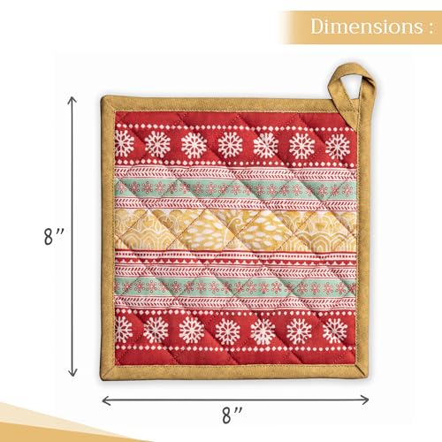 Pot Holders 100% Cotton Potholders (067 - Sofia / 8" x 8" (Pot Holder Pack of 2))