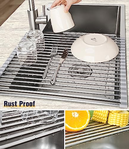 Roll Up Dish Drying Rack Over Sink