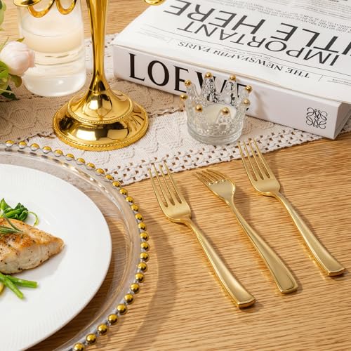 200pcs Gold Plastic Forks (Gold)