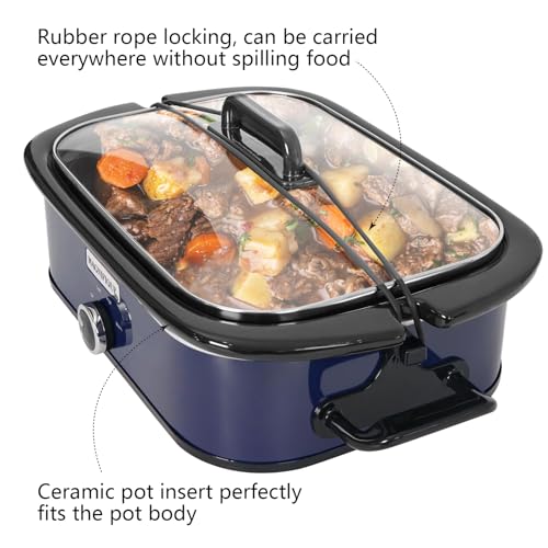 4 Quart Slow Cooker with Casserole Manual Warm Setting