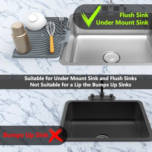 Dish drying mats for kitchen counter (14.6"×11" / Gray)