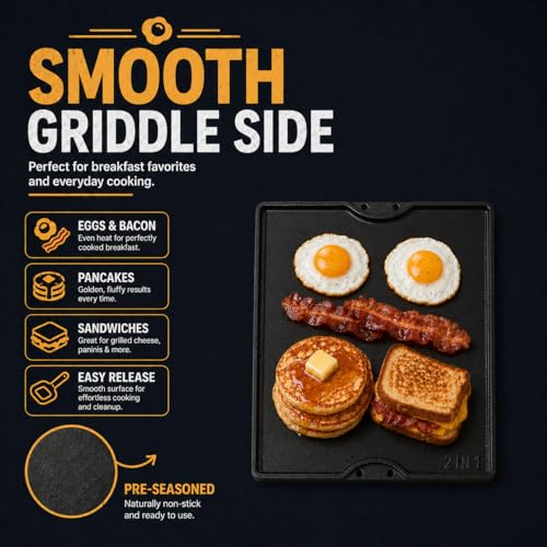 Cast Iron Griddle for Weber Spirit I & II 300 Series (17.5" x 11.9" x 1.2")