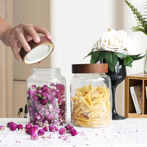 40 oz Glass Jar with Wooden Screw Lid 1200ml Airtight Coffee Sugar Container Clear Food Storage Canisters Bottle for Spice Herb Kitchen Tea Overnight Oats Bar Parfait Snacks