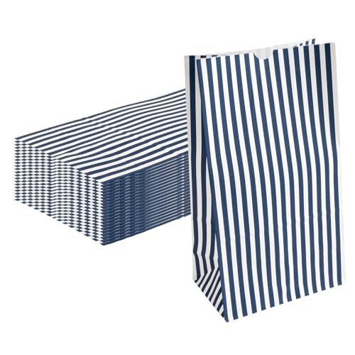 Blue And White Stripe Paper Bag (12 lb / Blue & White)