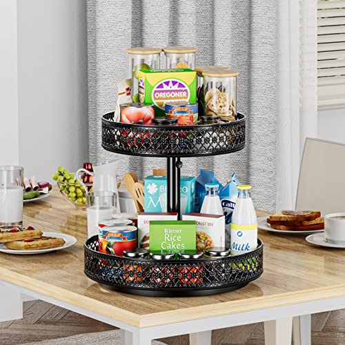 2 Tier Lazy Susan Organizer (2 Tier Black)