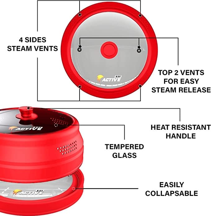 Collapsible Microwave Cover for Food (Red)