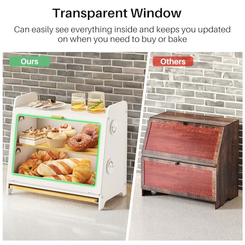 Airtight Bread Box for Kitchen Countertop (White / L)