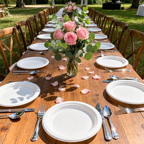 Compostable Small Paper Plates 6 Inch 125 Pack Dessert Plates (Whtie / 6in 125pcs)