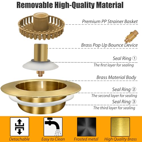 Kitchen Sink Drain Strainer (Brushed Gold)