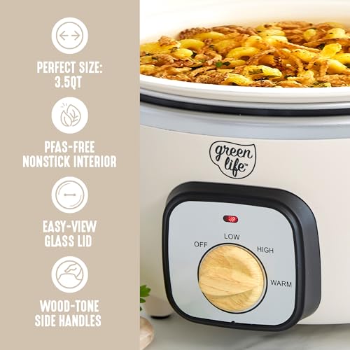 3.5QT Ceramic Nonstick Slow Cooker (Cream / 3.5 Quarts)