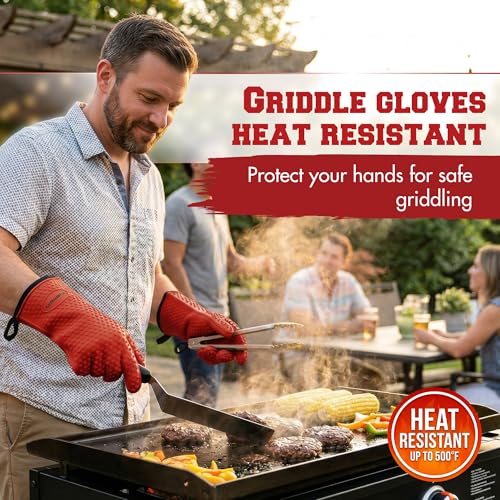XL Silicone Griddle Gloves (Prime Red / X-Large)