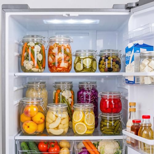 17 oz Round Glass Jars with Airtight Lids (Round-17OZ Set- 6 Pack)