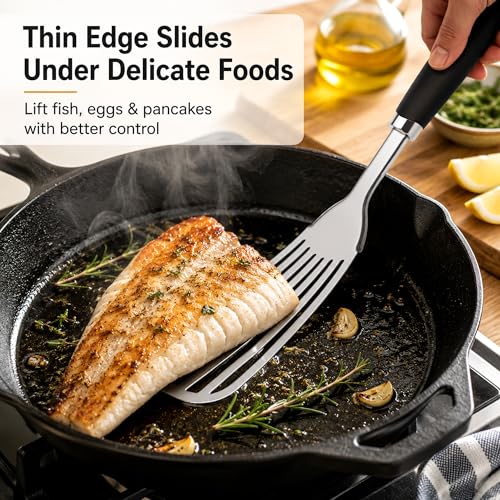 304 Stainless Steel Fish Spatula (Black-Fish Spatula)