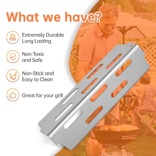 Stainless Steel Grill Flavorizer Bar Heat Plates with 2 Pack Grates BBQ Gas Grill Replacement Parts for Weber Genesis II 300 Series Genesis II E (Stainless Steel 3+5+2grate)