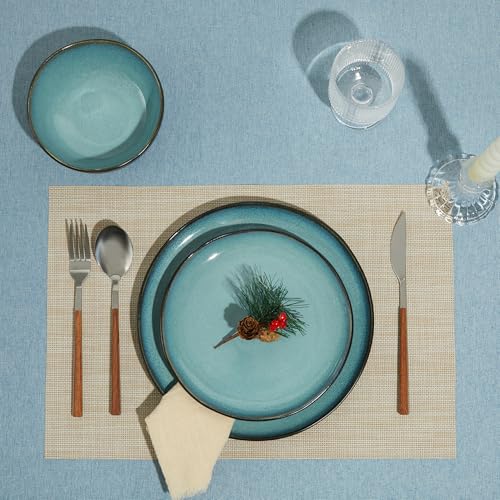 Stoneware Dinnerware Sets for 4 (Green Black / Set (12pcs))