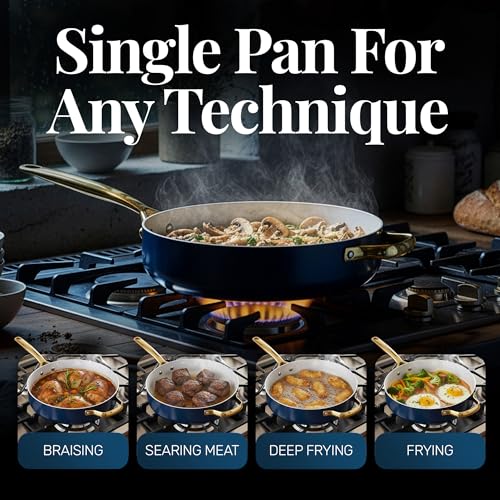 4 Qt Deep Saute Pan with Lid (Navy Cream / 4 Qt)