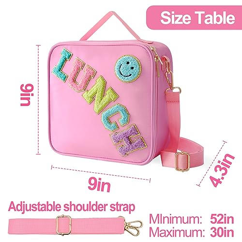 Insulated Lunch Bag With Adjustable Shoulder Strap (Pink)