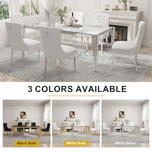 78'' Modern Glass Dining Table for 6 (Silver-clear / Rectangle-78.74" L x 39.37" W x 29.53" H)