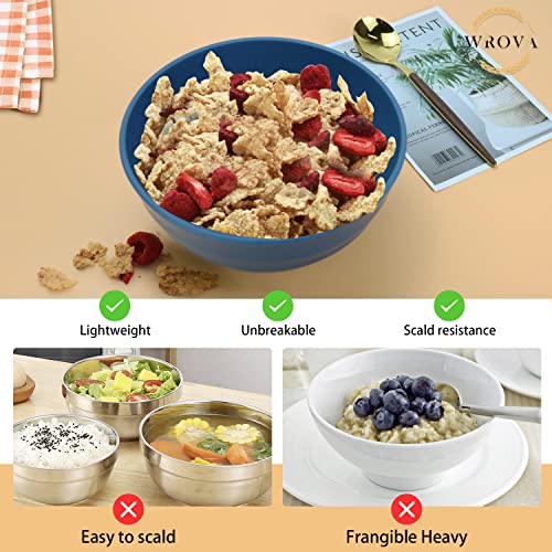 Wheat Straw Bowls Set 60 OZ Unbreakable Large Cereal Bowls Set of 6 Microwave and Dishwasher Safe Bowls Big Bowls for Camping and Party BPA Free Soup Bowl for Serving Oatmeal and Salad (60 oz / Navy Blue)