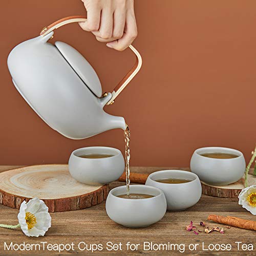 Ceramic Teapot with Infuser (02-Grey Teapot)