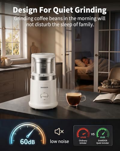 Quiet Coffee Grinder Electric (White / 2 BOWL)