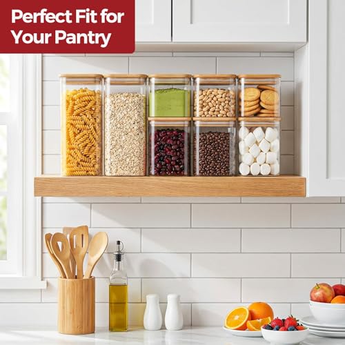 Glass Pantry Storage Containers with Lids 0.6 (1.9Qt*2+1.2Qt*2+0.6Qt*2)