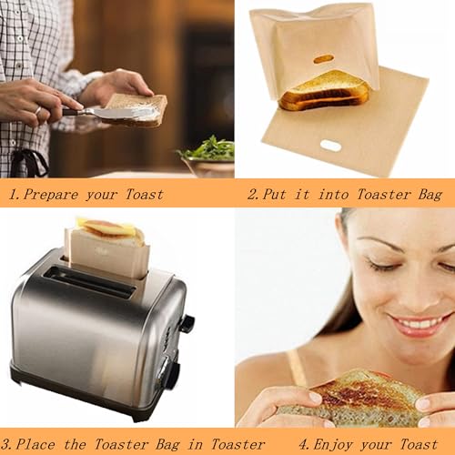8 Pack Non Stick Toaster Sandwich Bags Reusable and Heat Resistant Easy to Clean