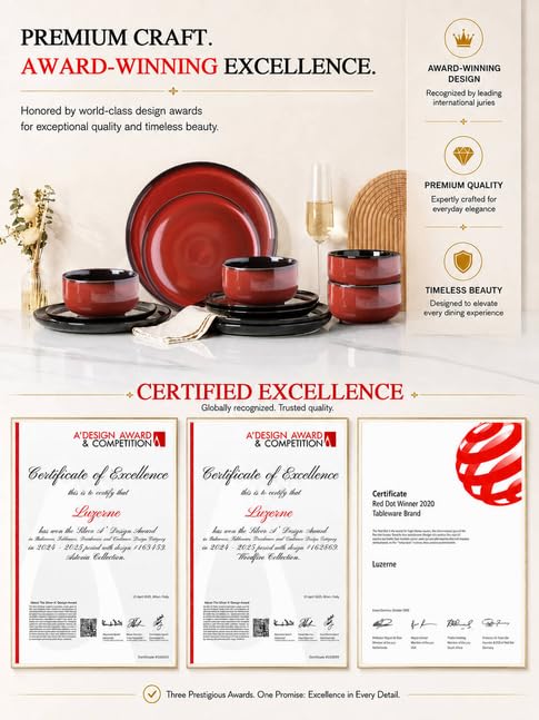 9.0" Ceramic Pasta Bowls Set of 4 (Set of 4 / Red)
