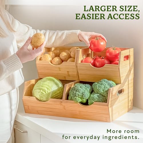 Extra Large Bamboo Pantry Storage Bins (Extra Large ( 3 Pack ))