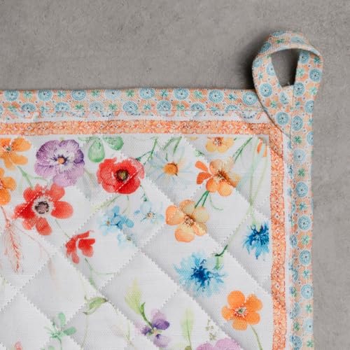 Pot Holders 100% Cotton Potholders (039 - Summer Whisper / 8" x 8" (Pot Holder Pack of 2))