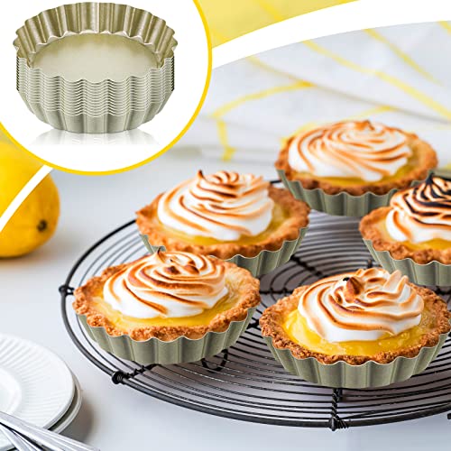 32 Pcs 4 Inch Tart Pans Nonstick (Gold / 4 Inch)