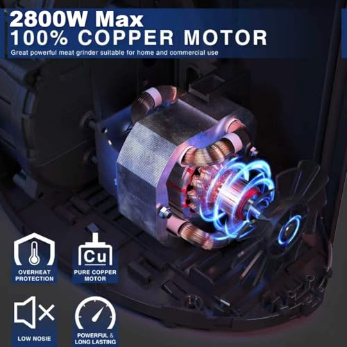 Meat Grinder 2800W Max Electric Sausage Stuffer (MG091-3S / #5 Meat Grinder)