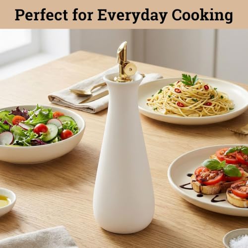 Ceramic Olive Oil Dispenser with Self (White)