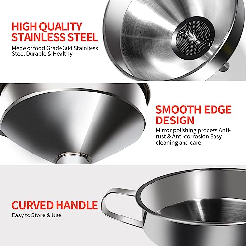 Stainless Steel Funnel (3PCS Large Funnel Set)