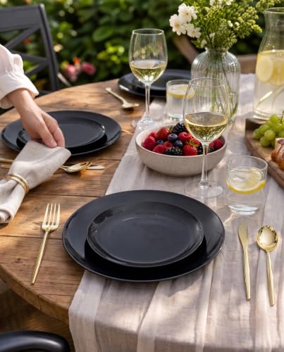 60 PCS Black Plastic Plates (Black / 60 PCS)