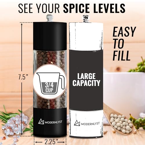 Manual Salt and Pepper Grinder Set of 2 (Black)