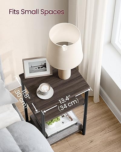 Side Table Small End Table (Chestnut Brown + Ink Black)