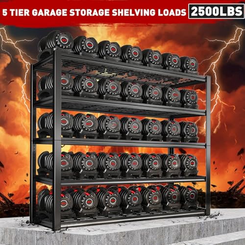 48" W Garage Shelving Heavy Duty Load 2500LBS (48''W X 72''H X18''D)