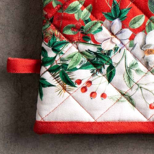 100% Cotton Oven Mitt & Pot Holder Set (107 - Noel / 7.5" x 13" & 8" x 8" (Oven Mitt & Pot Holder))